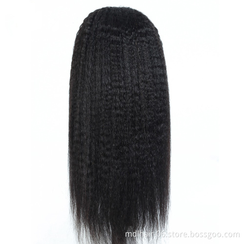 Wholesale Kinky Straight Wig Lace Front Human Hair Wigs Pre Plucked Remy Yaki 4x4 Lace Closure Wig For Black Women